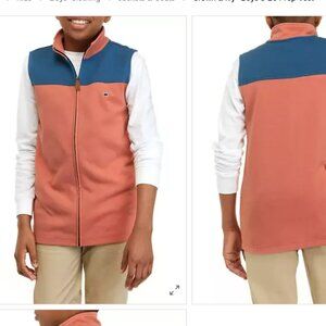 NWT Crown & Ivy Boys Size Small Rust/Blue Prep Vest Zip Front Knit